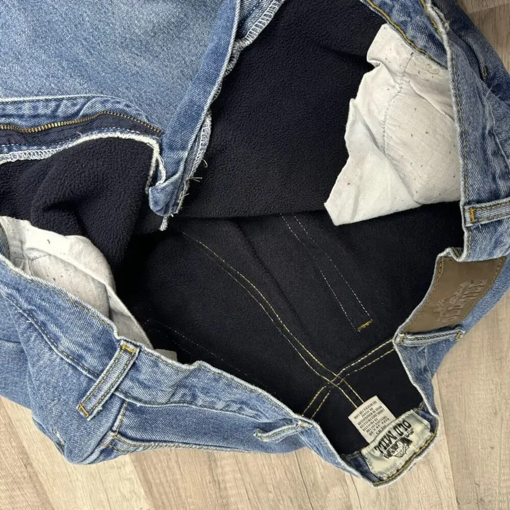 37X28.5 Vintage Fleece Lined Jeans Gropcore Winter Workwear Old Mill
